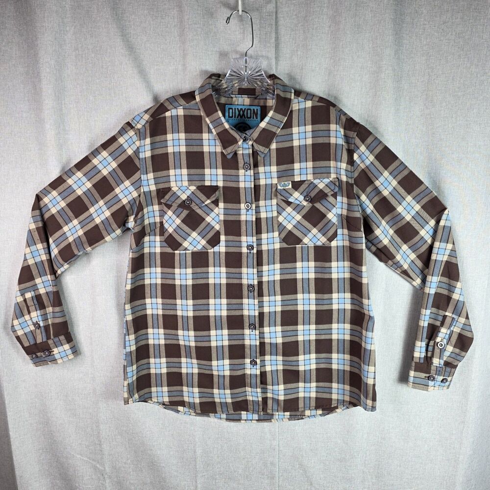 Dixxon SE Racing BMX Flannel Shirt Womens XL Blue Brown Plaid D-Tech Rare Bike